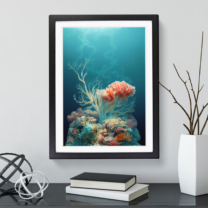 Astonishing Coral Reef - Single Picture Frame Print, Black Framed, 46cm H x 34cm W x 2cm D