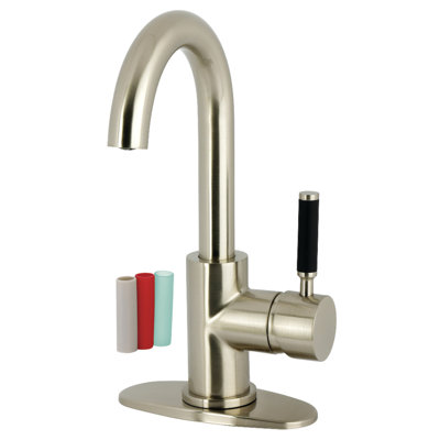 Kingston Brass Kaiser One-Handle 1-Hole Bathroom Faucet With Deck Plate And Push Pop-Up Drain