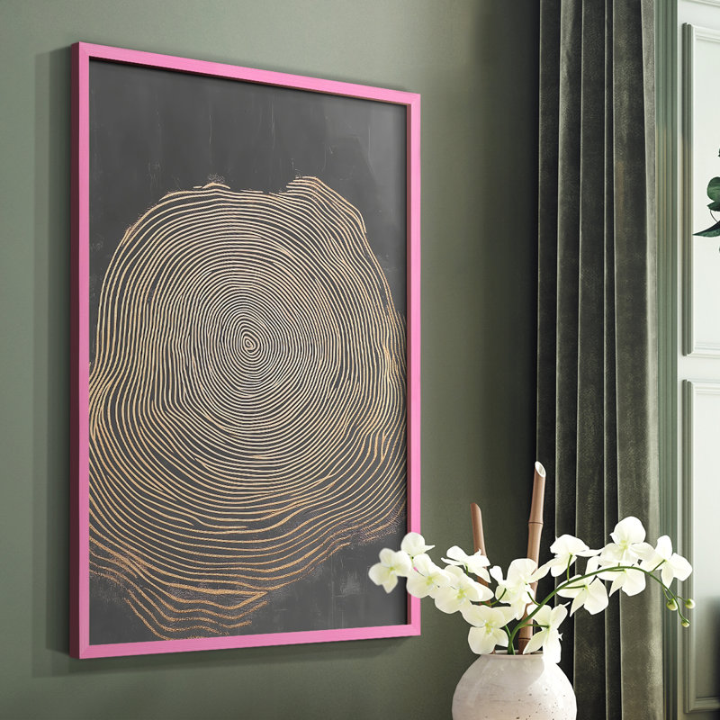 Impression abstraite encadrée en XC - prête à être accrochée - fabriquée aux États-Unis, H 10 po x l 8 po, Rose