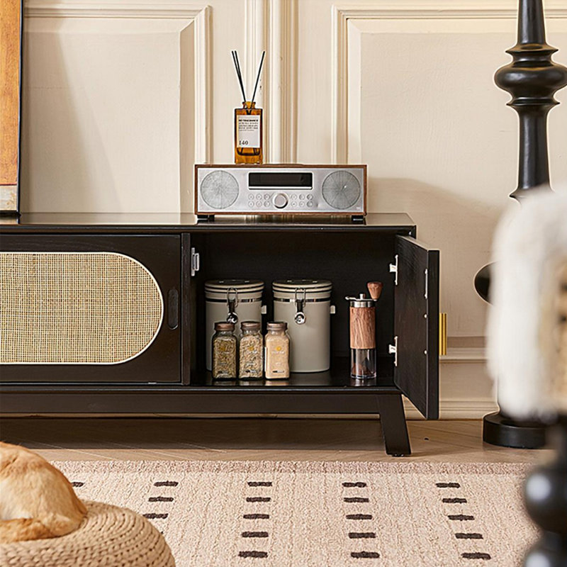 Meuble télé moderne en bois massif noir