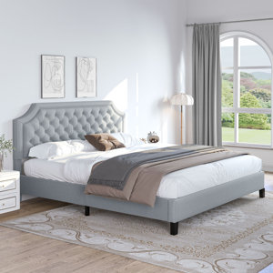 Aoiffe Tufted Upholstered Platform Bed with Adjustable Headboard