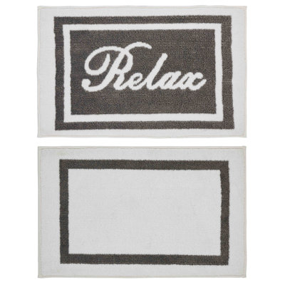 Sunbriar Rectangle Non-Slip Striped 2 piece Bath Rug Set