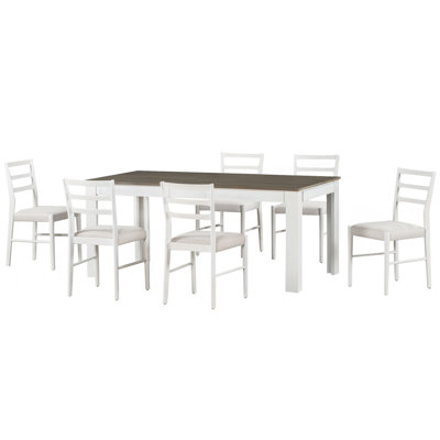 Ensemble de table de salle à manger en bois 7 pièces Farmhouse