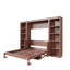 Lit escamotable double avec bureau et bibliothèque, brun foncé-852305944