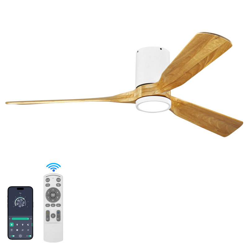 Ventilateur de plafond encastré à 3 pales de 42 po avec télécommande APP et lumière, 3 lumières à intensité variable, moteur à courant continu silencieux, 6 vitesses