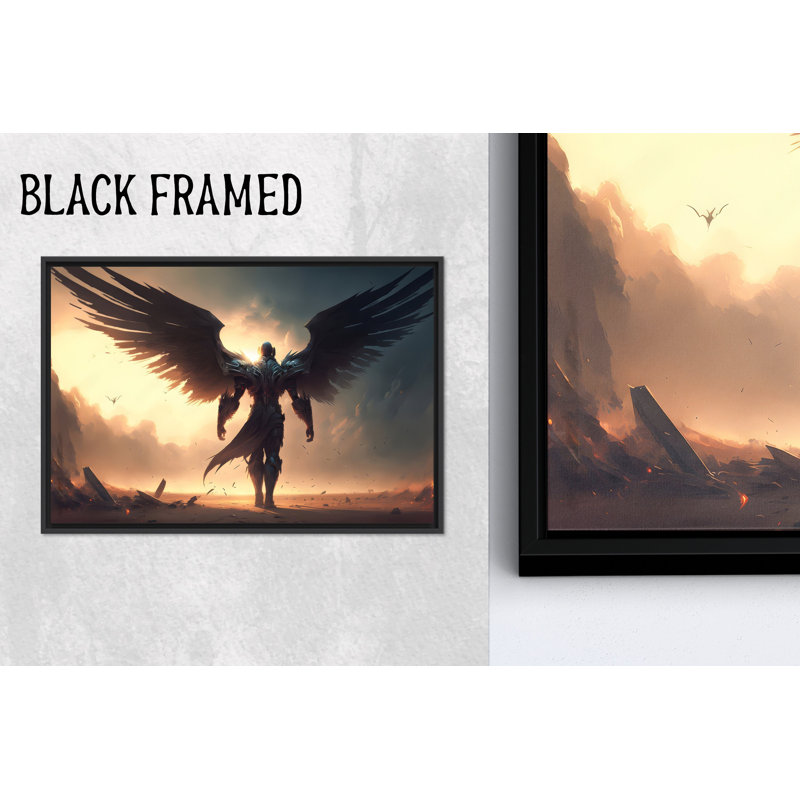 Archangel Warrior, reproduction d'art sur toile en verre trempé, toile de fond noire 1P, 63,1 po H x 102,4 po l
