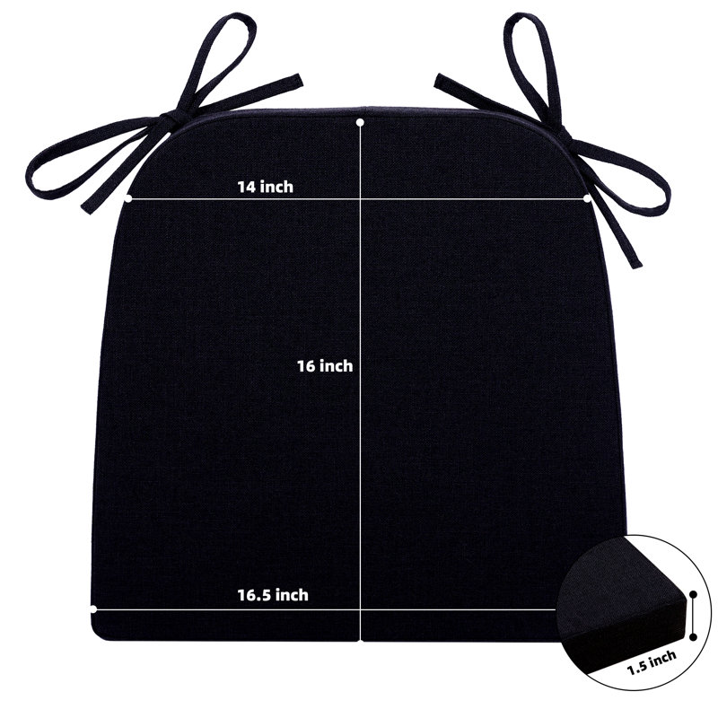 Indoor 1.5'' Dining Chair Chair Pad, Black Polyester