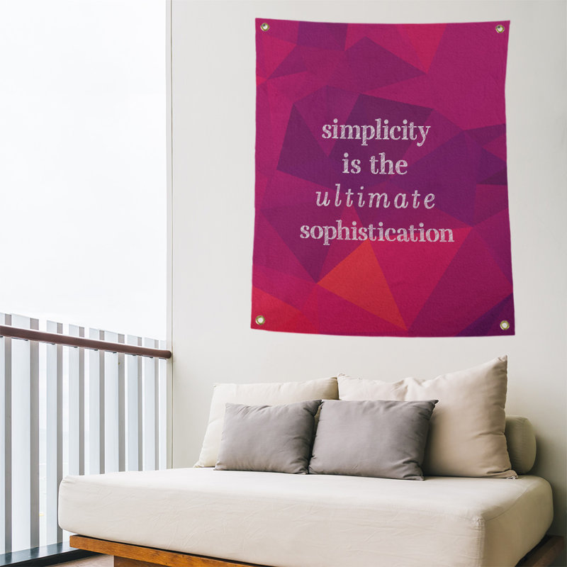 Tapisserie de guillemet simple et sophistiqué en polyester, H 80 po x l 59 po, Rubellite