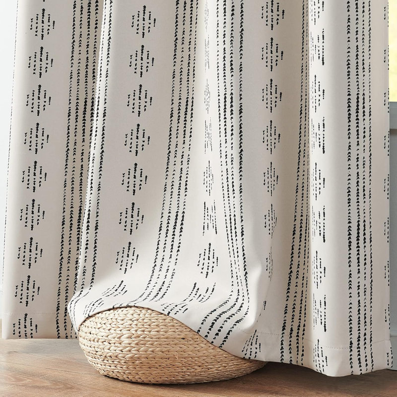 95% rideaux occultant boho bleu sur beige