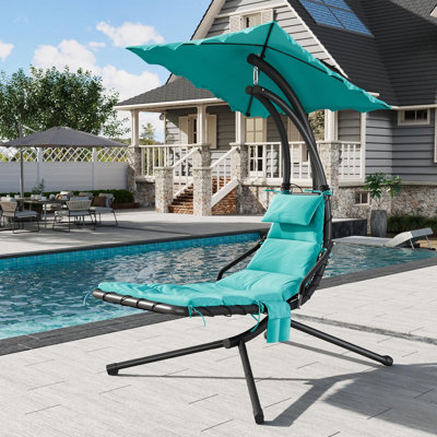 Chaise longue avec baldaquin et auvent pour parasol
