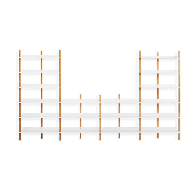 Browser Solid Wood Bookcase, (6 Shelves) 82" H x 38" W x 17" D, White Oak/White