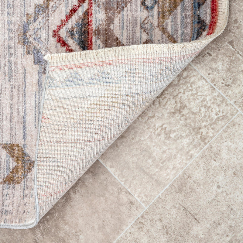 Tapis ivoire à motif géométrique, Rectangle 5 pi 3 po x 7 pi 3 po