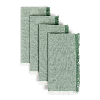 ensemble de 4 serviettes en chambray effilochées