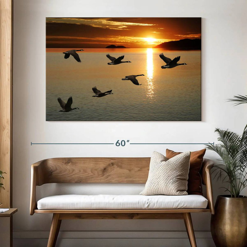 Brampt Sunset Geese Flight, 34" H x 51" W