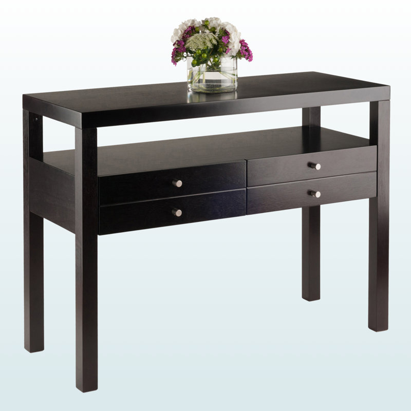 Elevate Rectangular 2-Drawer Brown Finish Console Table, 29.99" H X 40.05" W X 16.97" D