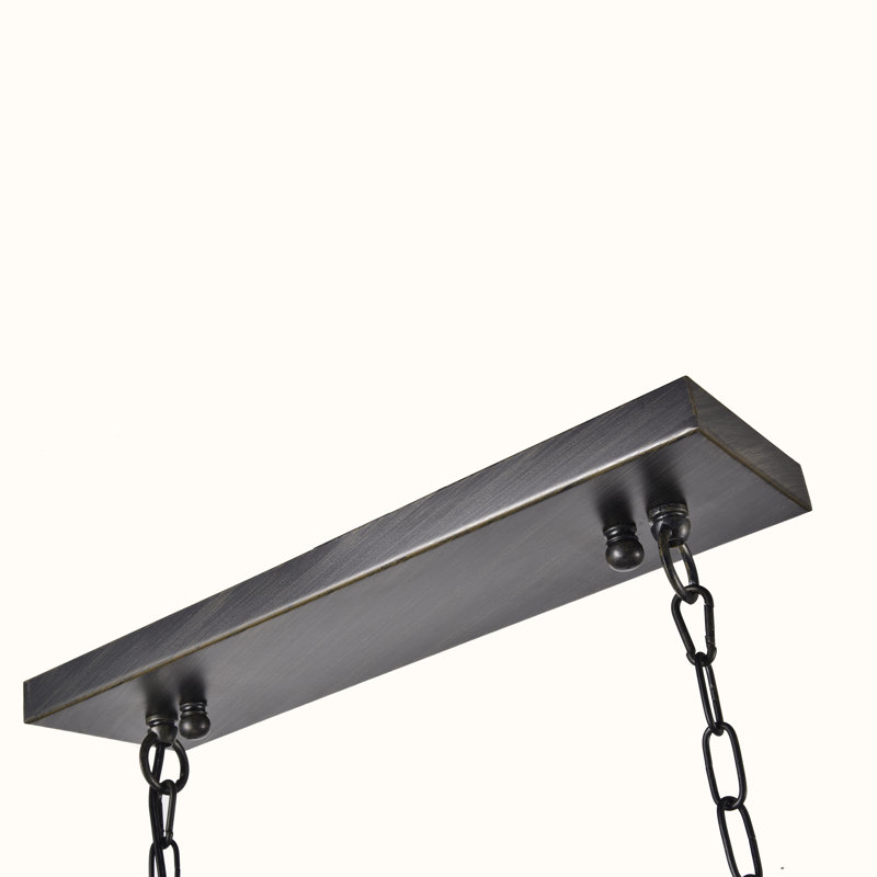 8 - Light Iron Dimmable Kitchen Island Square / Rectangle Chandelier, Coffee Brushed Black