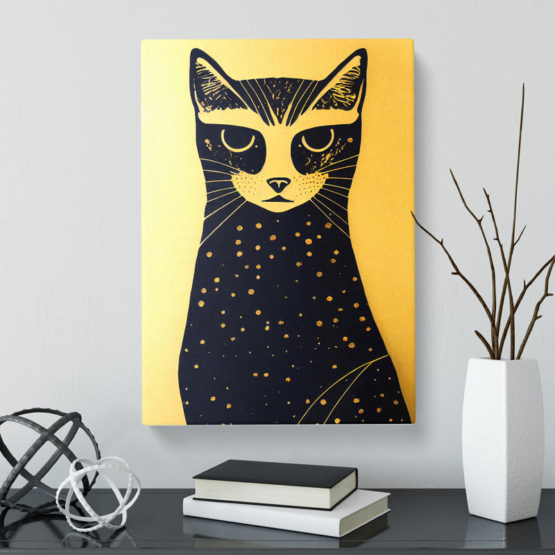 Cat Gold - Wrapped Canvas, 60cm H x 40cm W x 3cm D