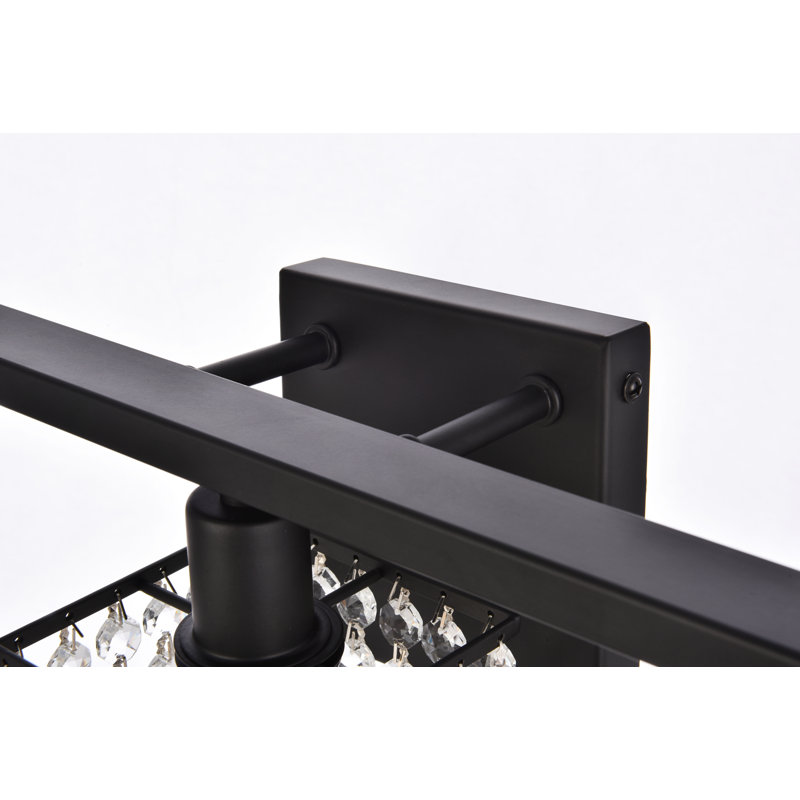 Éclairage pour meuble-lavabo à intensité variable de 3 lumières Presler, Noir, H 8,4 po x l 5,8 po x P 18 po, Deux lumières