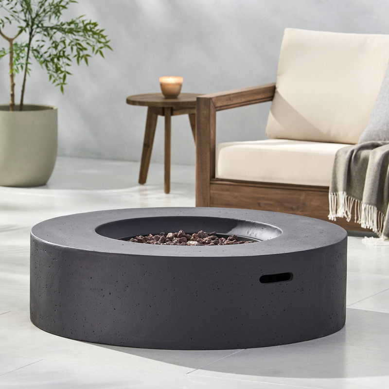32" Patio 40,000 BTU Round Iron Propane Fire Pit,, Dark Gray