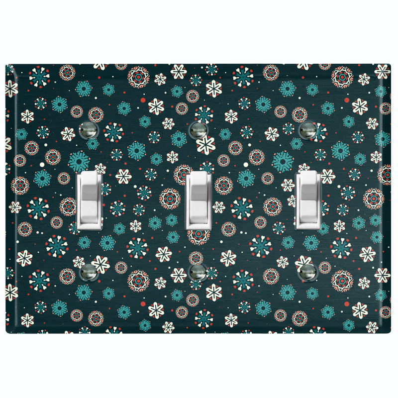 Christmas Ice Snow Green Blue 3 - Gang Toggle Light Switch Standard Wall Plate