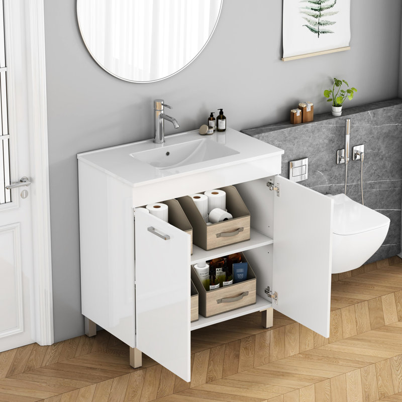 Single Bathroom Vanity with @Solid + Manufactured Top