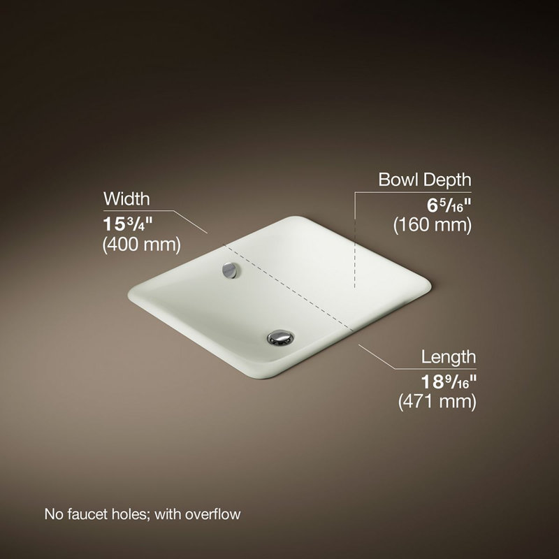 Iron Plains Metal Rectangular Undermount Bathroom Sink with Overflow, Dune