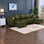 Canapé d'angle en forme de U vert foncé moderne avec poufs de rangement, en cuir PU respirant, idéal pour la maison familiale.-1902389367