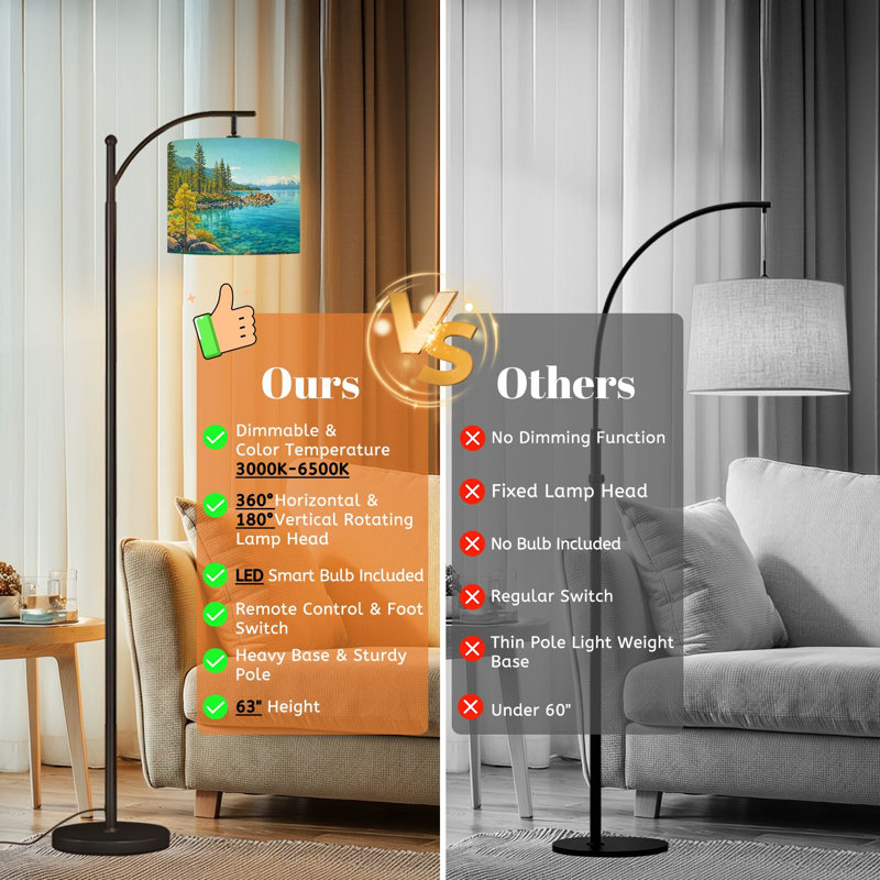 Lampe sur pied Arc avec abat-jour réglable Lake Tahoe Cove