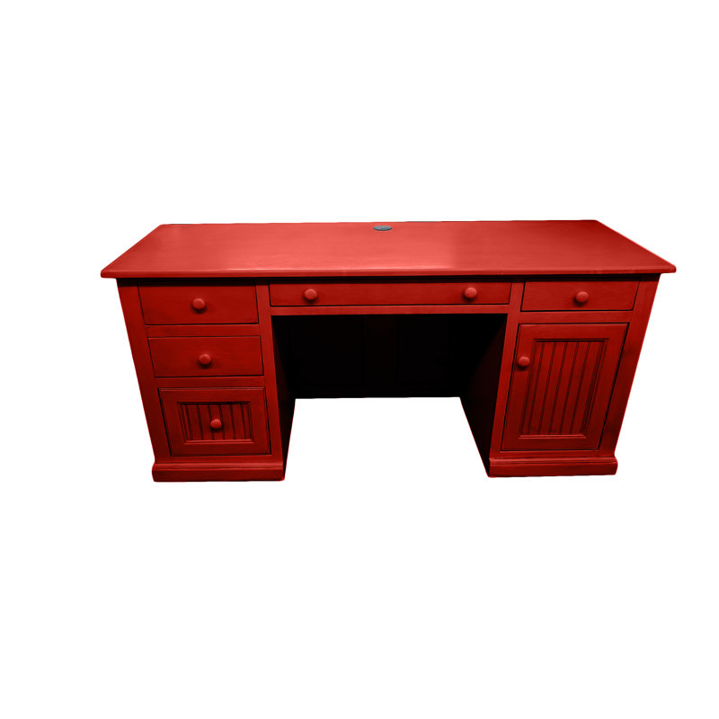 Breege Solid Wood Executive Desk, Persimmon Red