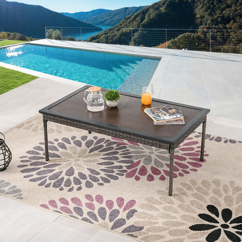 Aalaysia Rectangular Metal Outdoor Coffee Table , 42.5'' in. W 24.8'' in. D