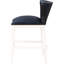Tabouret de comptoir bleu foncé, bois massif, dossier capitonné, assise à ressorts à arc, base