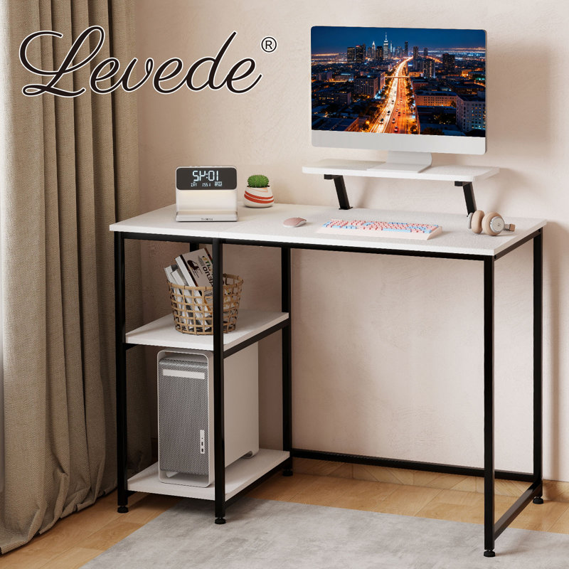 Metal Base Computer Desk, White/Black