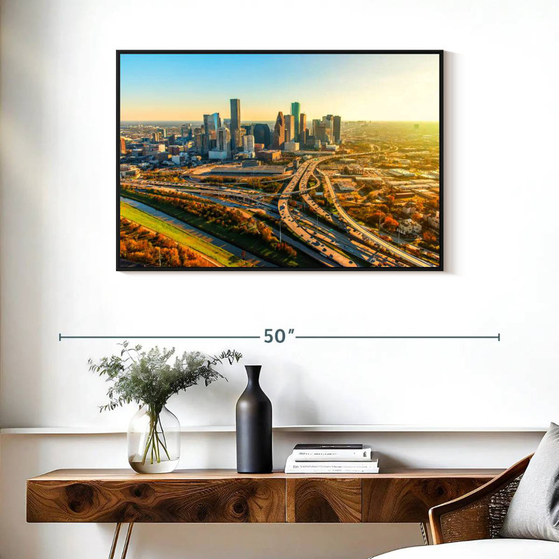 Golden Houston Highway, 37 po x 25 po, Cadre flottant noir