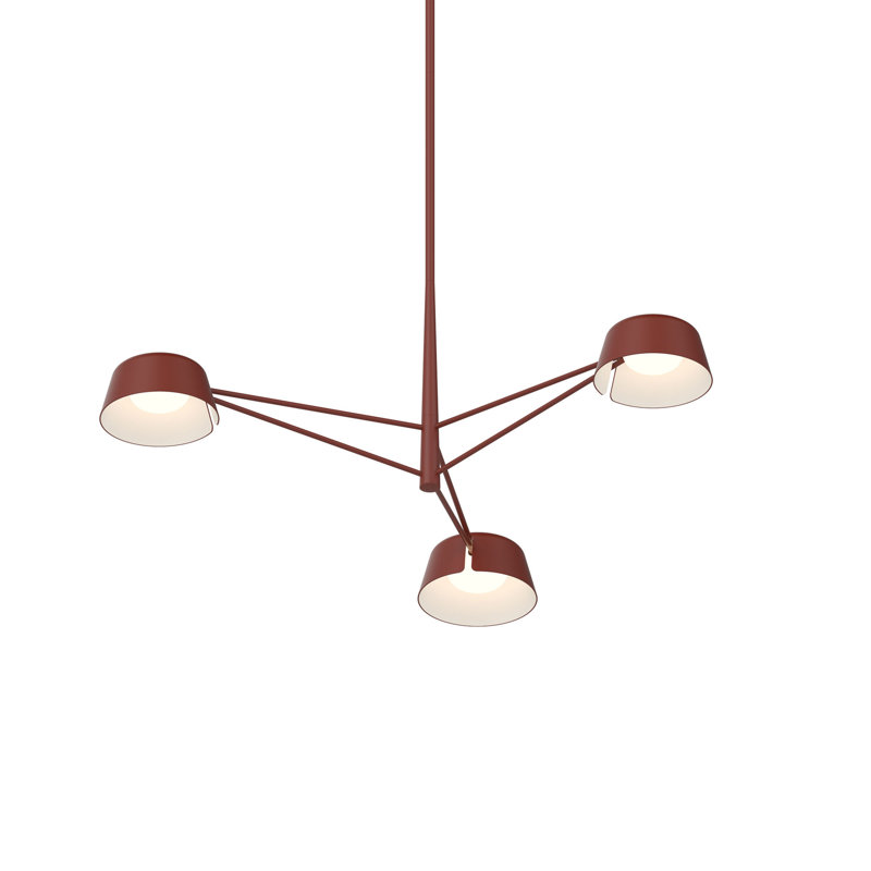 Lustre rectangulaire à 6 lumières Ray, H 12 po x l 35,75 po x P 35,75 po, Rouge oxyde, Rouge oxyde