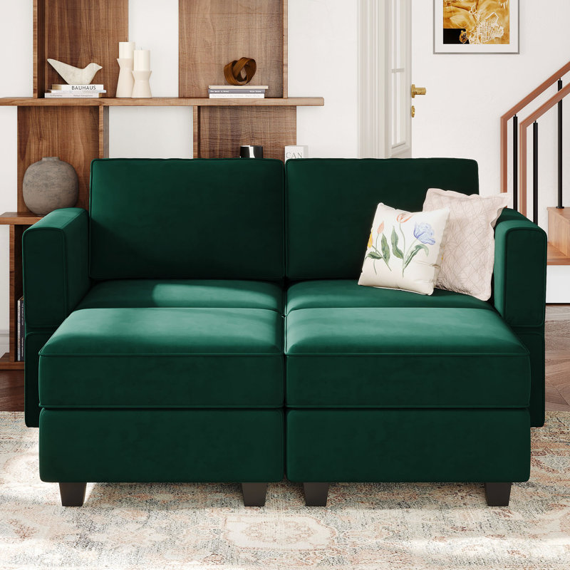 Canapé modulaire avec rangement 63,8 po Nakash, Velours vert