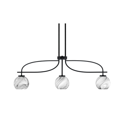 Cielito Cavella 3 Light Island Light Shown In Matte Black Finish With 5.75" Glass