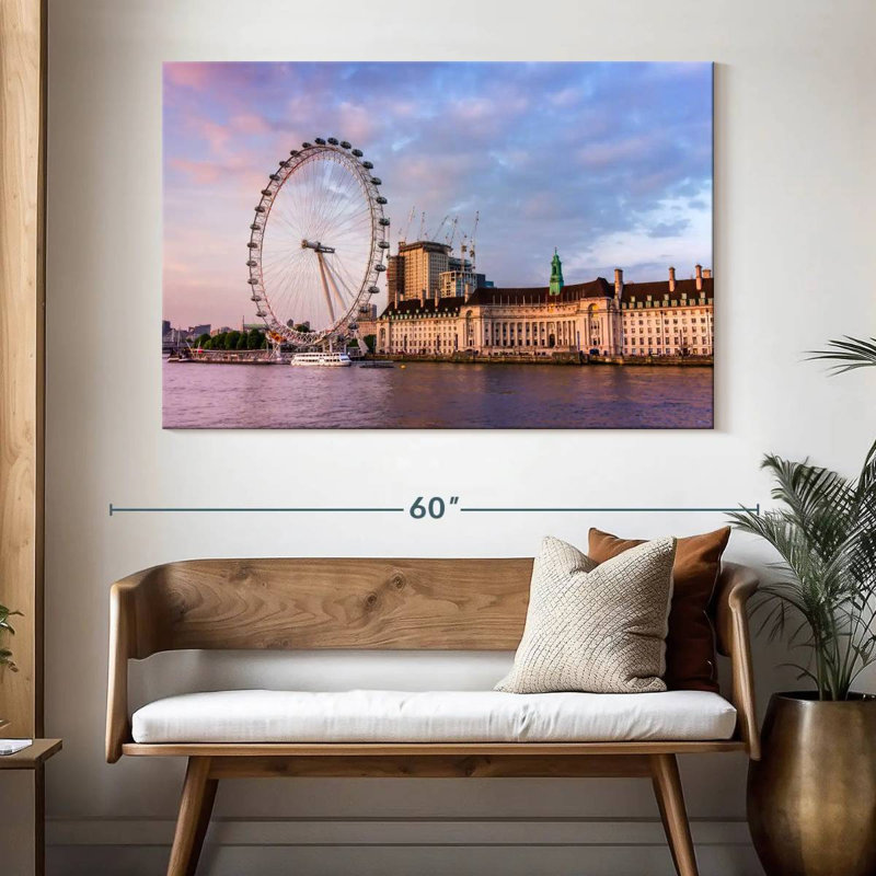 Rorry London Eye Along Thames River, 34" H x 51" W