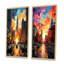 «City Detroit Popart», 2 pièces sur toile-747839845-747839844