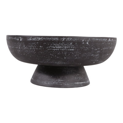 Bol décoratif en terre cuite sur piédestal pour décoration intérieure - Bol décoratif moderne pour comptoir de cuisine ou décoration de table de salle à manger - 12 po, brun