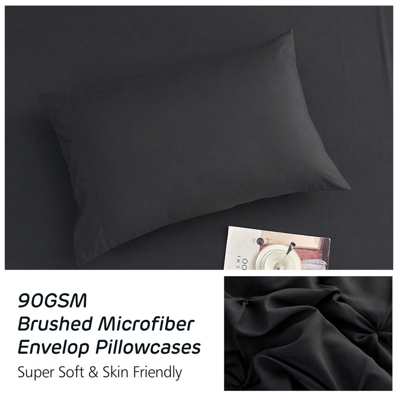 Ensemble d'édredon en microfibre HK-PT0120210625, Très grand californien, Noir