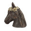 Pot à fleurs statue en magnésium avec fini brun texturé et couronne feuille d'or
