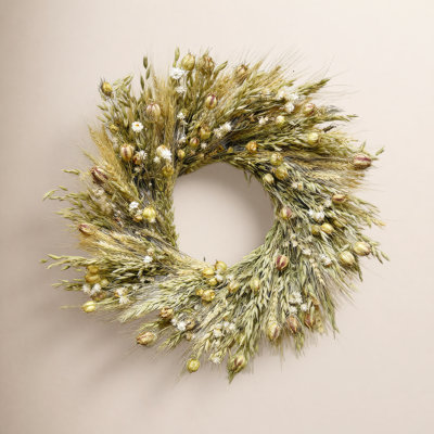 Dried Grains and Daisies Spring Wreath