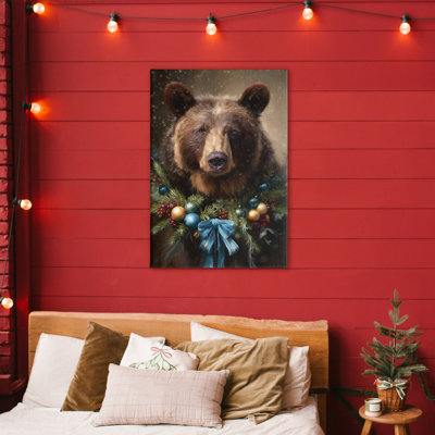 Toile de Noël avec grizzly de Noël, design par Tina LeCour