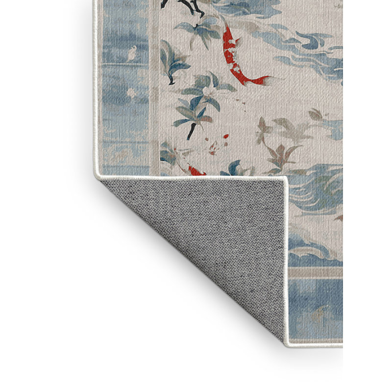 Machine Washable Beige Area Rug, Square 5'