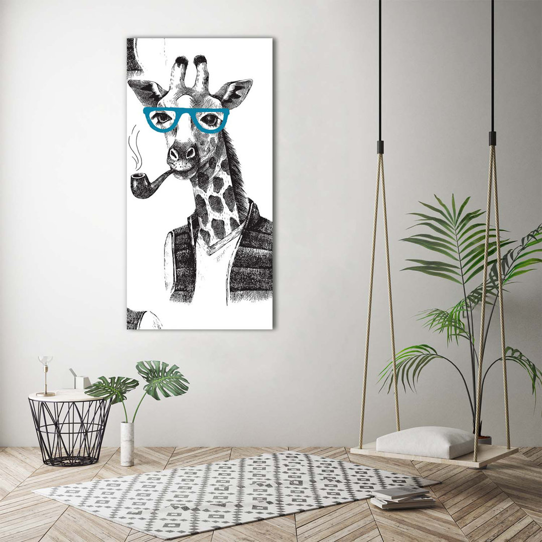Giraffes With Glasses - Wrapped Canvas Print