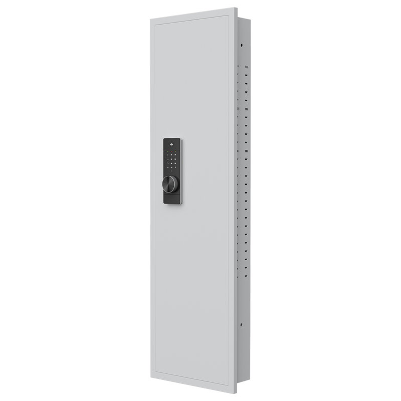 Hidden Wall Gun Safe With Passwod Touch Panel, White, 53" H x 15.70" W x 4" D