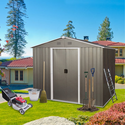 Outdoor Metal Storage Shed With Metal Foundation,(W540S00014)