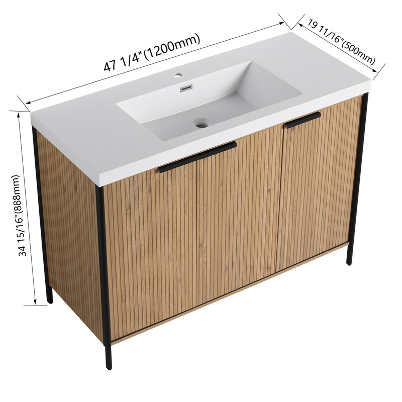 Meuble-lavabo autoportant avec lavabo en résine