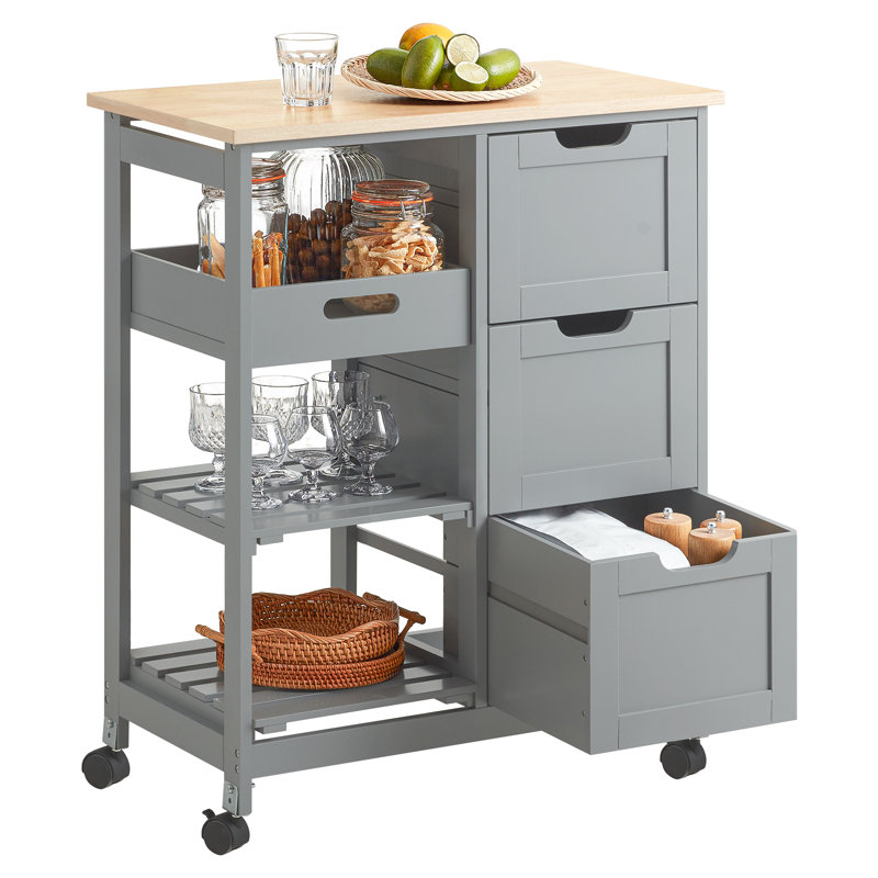 Ryland Kitchen Trolley, Grey, Natural