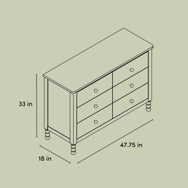 Rio 6 Drawer Dresser, Frosted Oat